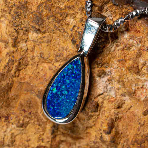 SPLASH OF SPECTRUM STERLING SILVER AUSTRALIAN OPAL NECKLACE